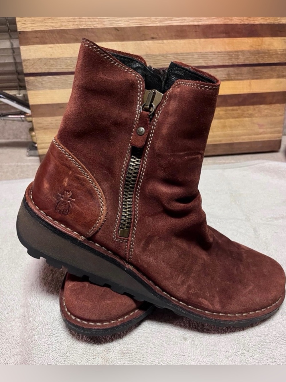 Fly London Brown Suede Ankle Boots with Side Zip